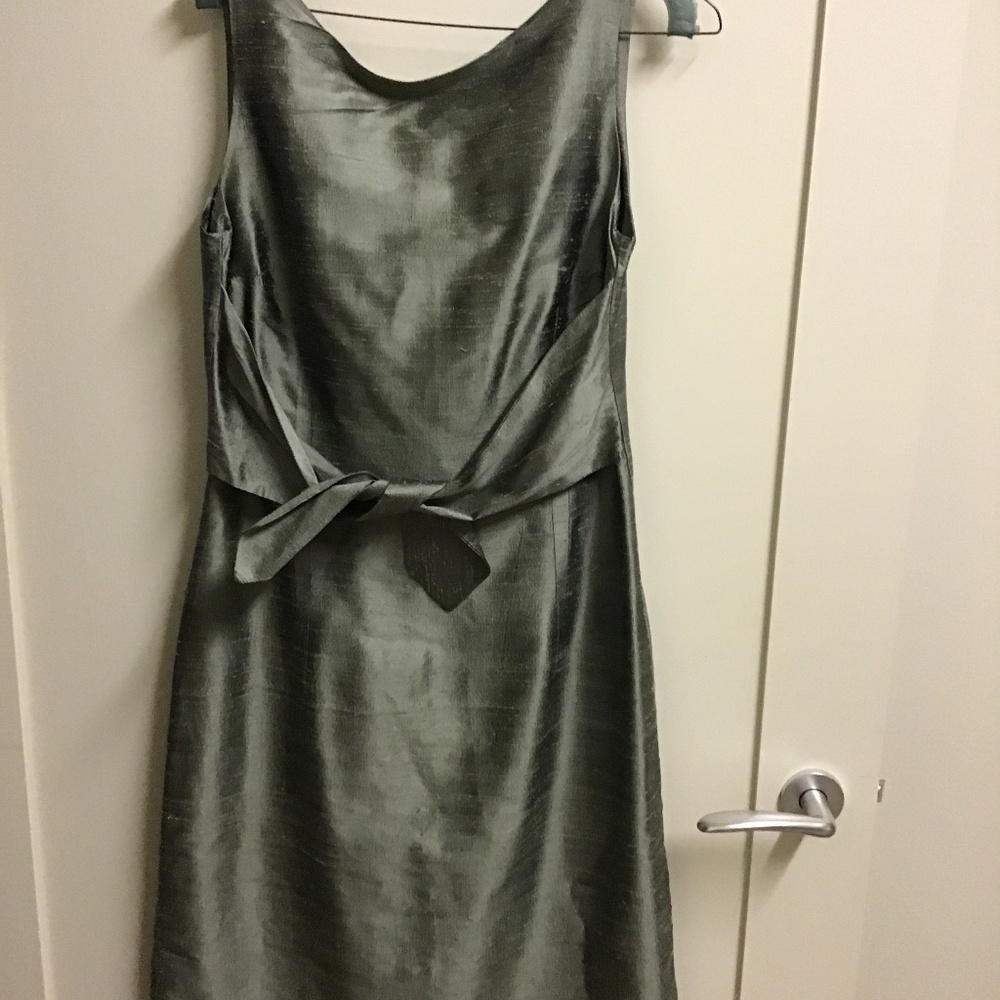 Sage green 100% silk sheath dress